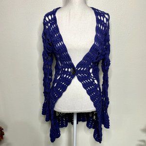 Pure Handknit Purple Cardigan Boho Cottage Hippie